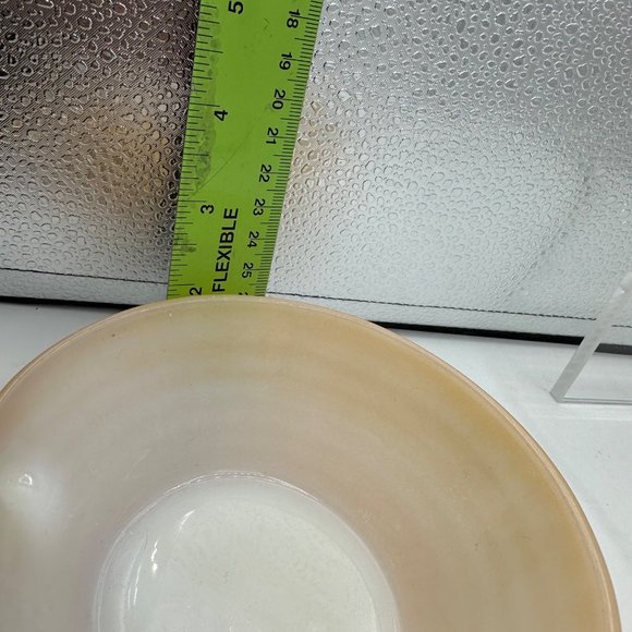 Fire King Oven Ware Ribbed Handled Soup Bowl Peach Luster Beehive Vintage - Picture 9 of 9
